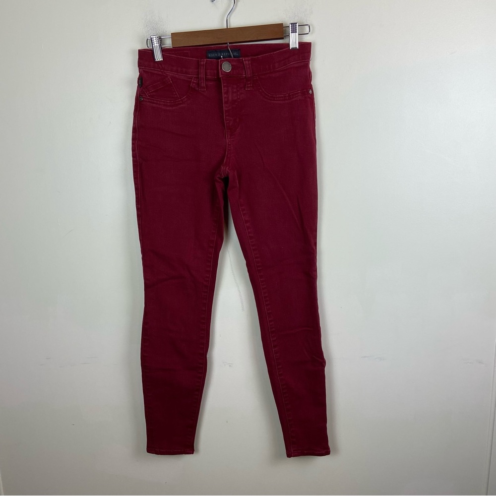 Rock & Republic Kashmiere Stretch Skinny Denim Jeans burgundy red Size 6